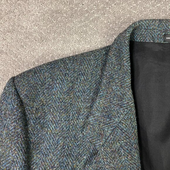 Harris Tweed Herringbone Blazer Sport Coat Men's 46 TALL Turquoise Blue Wool 46L - Picture 3 of 15
